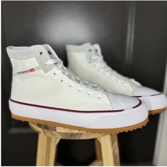 🔥 NWT, In Box!! DIESEL S-Principia Mid White Sneakers | Luxe Suede | US 12/EU 45 - Picture 1 of 15